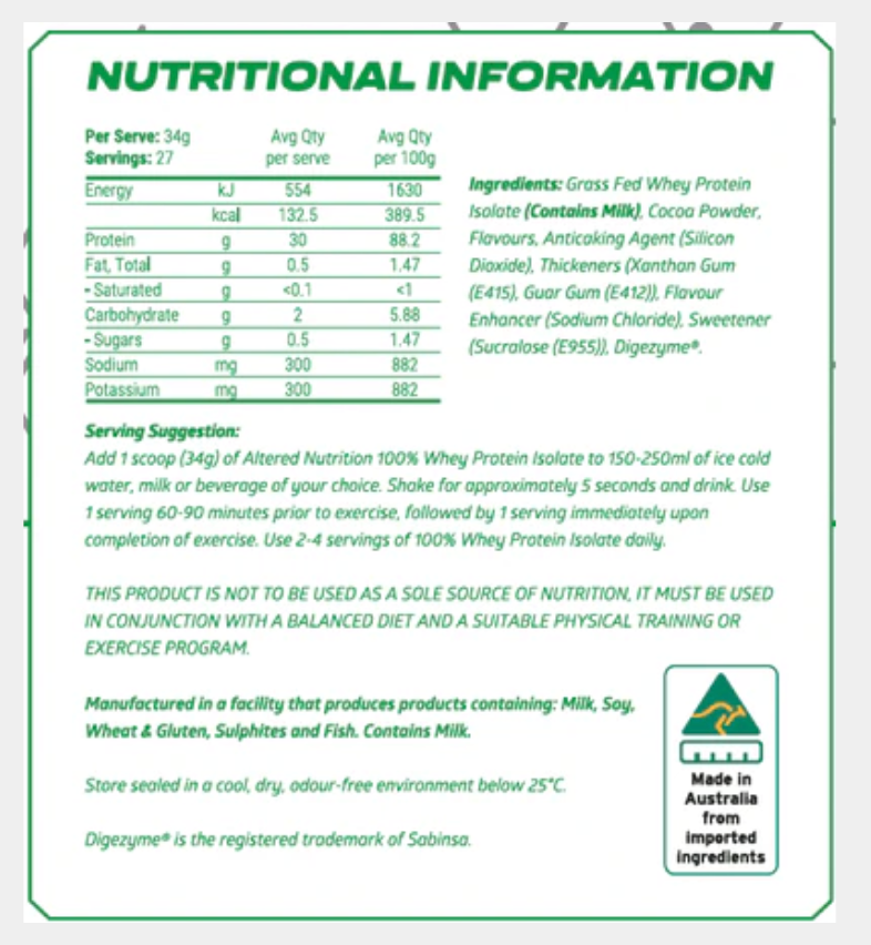 Altered Nutrition 100% ISOLATE